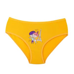 شورت زنانه اسلیپ طرح دختر و پسر و برج ایفل برند EMA - زرد