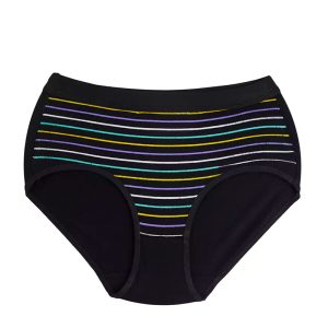 شورت زنانه اسلیپ طرح راه راه - مشکی