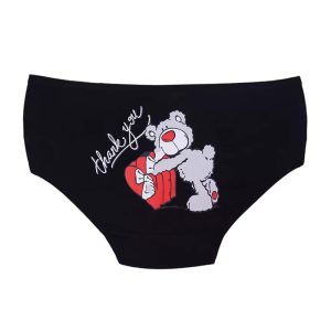 شورت زنانه اسلیپ طرح قلب و خرس - مشکی