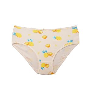 شورت زنانه اسلیپ طرحدار هلو و برگ وارداتی - لیمویی