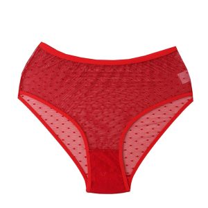 شورت زنانه اسلیپ فانتزی توری توپ توپی - قرمز