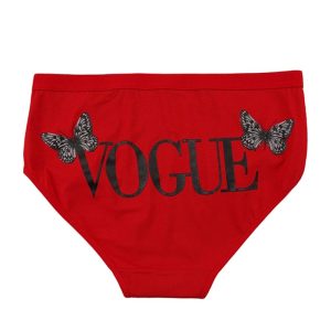 شورت زنانه اسلیپ پروانه و نوشته برند بانو - قرمز