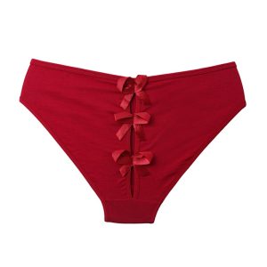 شورت زنانه اسلیپ پشت پاپیون Elize - زرشکی