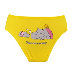 شورت زنانه اسلیپ پشت چاپ اسب آبی برند سیتا - زرد