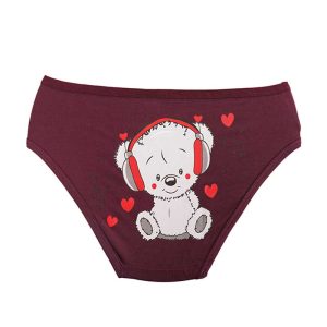 شورت زنانه اسلیپ پشت چاپ خرس هدفون به گوش برند سیتا - بنفش