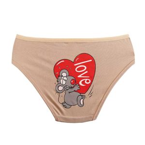 شورت زنانه اسلیپ پشت چاپ موش کوچولو عاشق پیشه برند سیتا - کرم