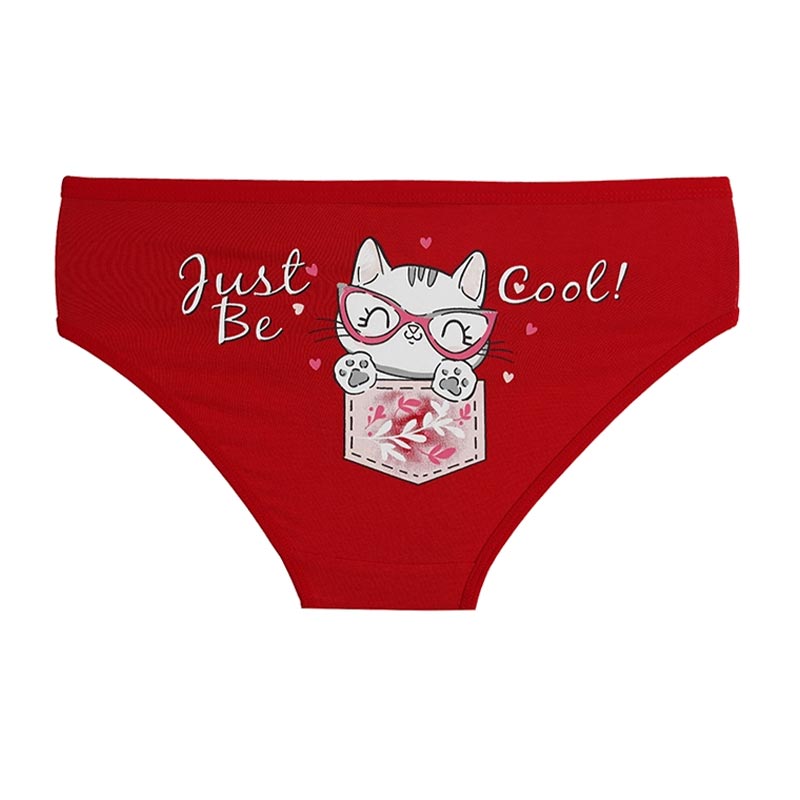 شورت زنانه اسلیپ پشت چاپ پیشی ملوس توتن - قرمز