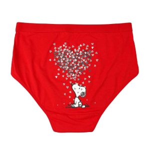 شورت زنانه اسلیپ چاپی اسنوپی و بارون قلب ریز ریز - قرمز