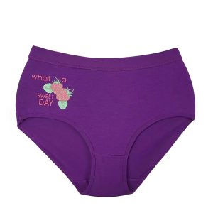 شورت زنانه اسلیپ چاپی توت فرنگی و نوشته - بنفش