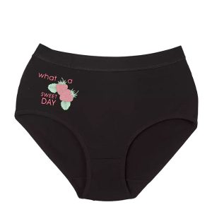 شورت زنانه اسلیپ چاپی توت فرنگی و نوشته