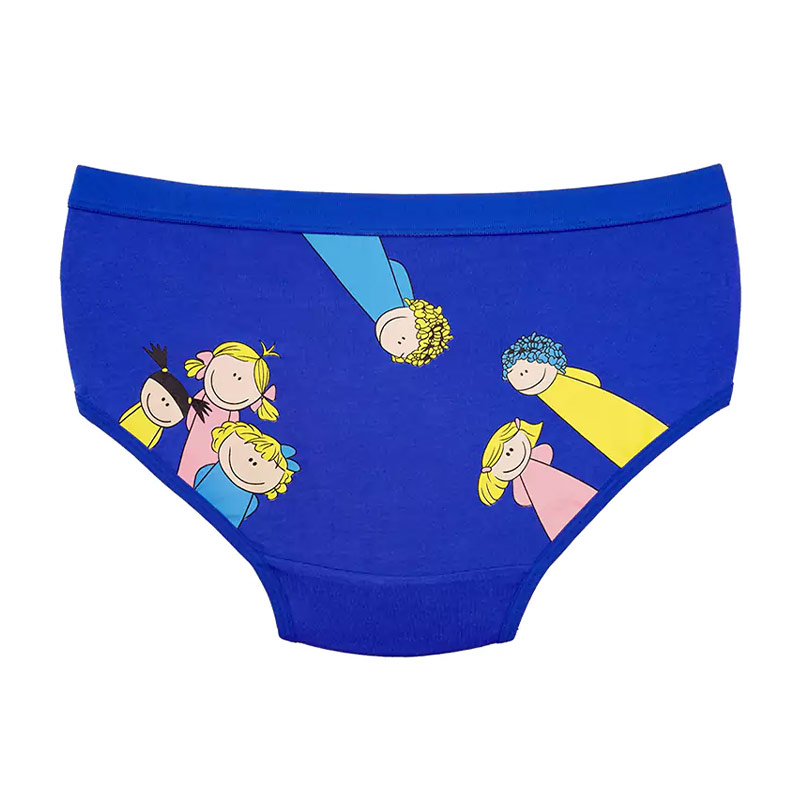 شورت زنانه اسلیپ چاپی خانواده برند بانو - آبی