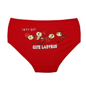 شورت زنانه اسلیپ چاپی خانواده کفشدوزک - قرمز