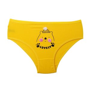 شورت زنانه اسلیپ چاپی خرس لپ گلی برند وارجان - زرد