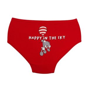 شورت زنانه اسلیپ چاپی خرس و بادکنک - قرمز