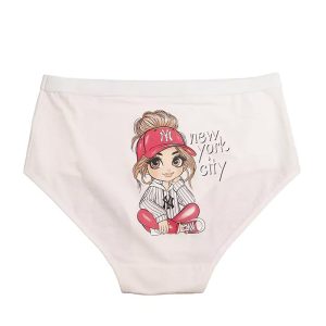 شورت زنانه اسلیپ چاپی دختر کلاه به سر برند بانو