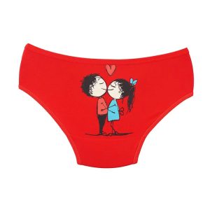 شورت زنانه اسلیپ چاپی دخترو پسر برند بانو - قرمز