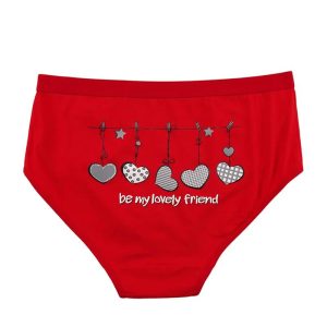 شورت زنانه اسلیپ چاپی قلب آویز برند بانو - قرمز