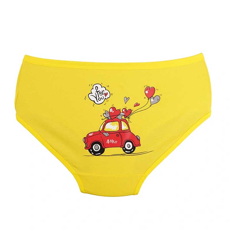 شورت زنانه اسلیپ چاپی ماشین فولکس برند بانو - زرد