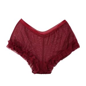 شورت زنانه نیم پا فانتزی جنیفری سایز بزرگ لبه چین - زرشکی