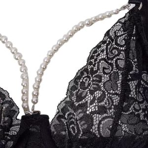 ست شورت و سوتین تور گلدار هارنس مرواریدی