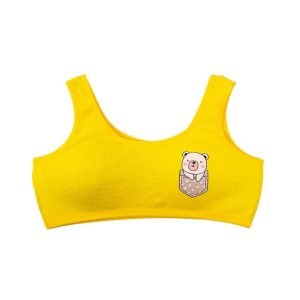 نیم تنه دخترانه رکابی کاپدار طرح کیوت زرد