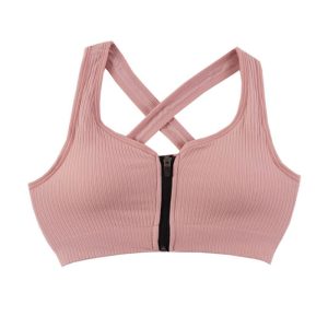 نیم تنه زنانه ورزشی کبریتی جلو زیپ دار پشت ضربدری صورتی