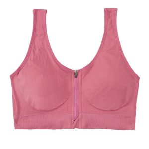 نیم تنه ورزشی زنانه نخی کاپدار جلو زیپ صورتی