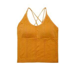 نیم تنه ورزشی نیم بلند پشت ضربدری زرد