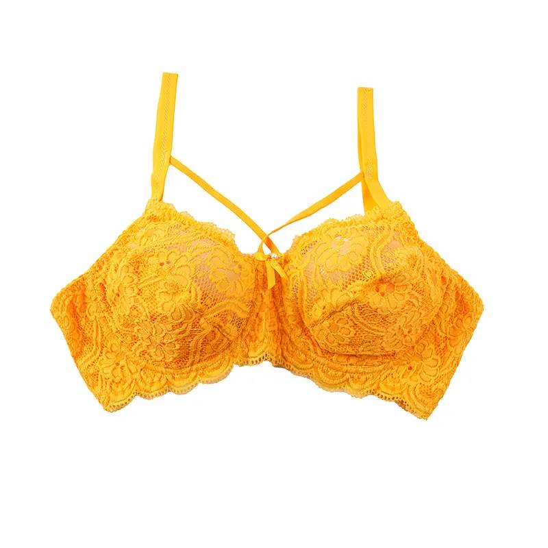 سوتین دانتل هارنس دار زرد برند شارمین