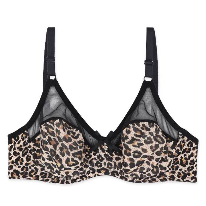 سوتین پرسی نخی شیشه‌ای فنردار پلنگی ایزابلا