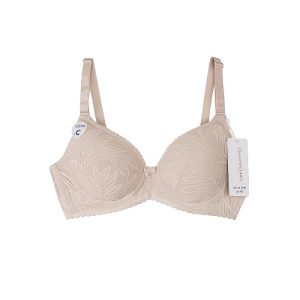 سوتین اسفنجی فنردار دستک گیپور طرحدار کاپ C برند chanvie leen