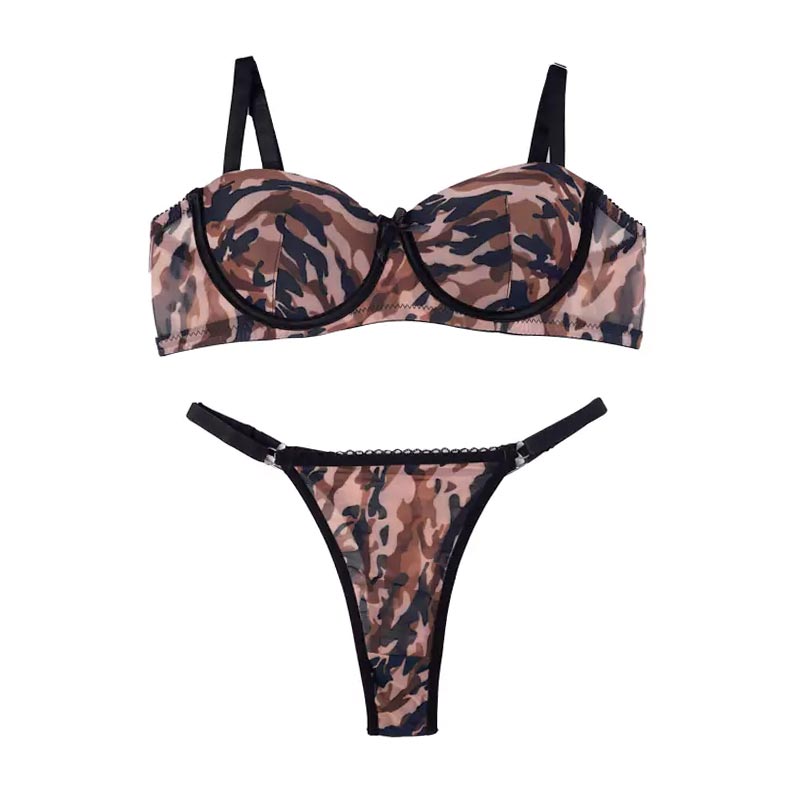 ست شورت و سوتین اسفنجی فنردار ارتشی برند شارمین