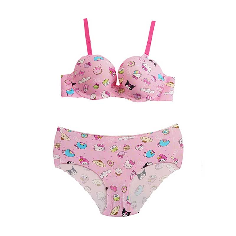 ست شورت و سوتین اسفنجی لیزری فانتزی طرح کیتی و دونات