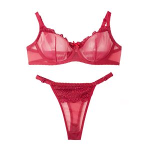 ست شورت و سوتین تمام شیشه برند شارمین - زرشکی