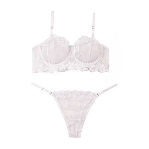 ست شورت و سوتین تورگاز گلدار سفید برند براگور