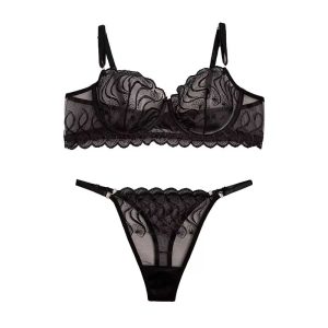 ست شورت و سوتین تورگاز گلدوزی طرحدار دالبری فنردار برند براگور