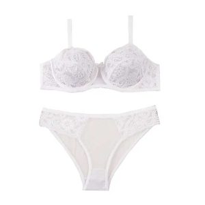 ست شورت و سوتین دانتل دار دستک توری برند آکسو - سفید