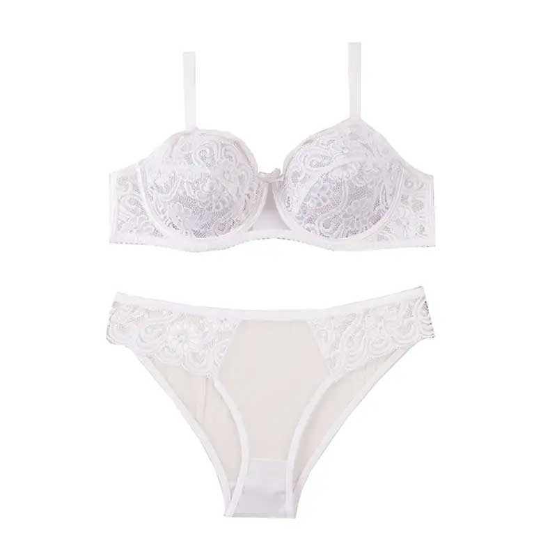 ست شورت و سوتین دانتل دار دستک توری برند آکسو - سفید