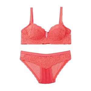 ست شورت و سوتین دانتل کمر پهن برند شارمین - گلبهی