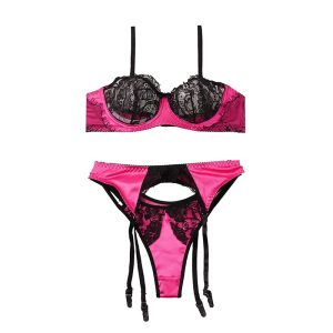 ست شورت و سوتین سه تکه بند جورابی مژه ای برند شارمین