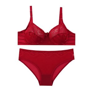 ست شورت و سوتین پرلون اروپایی برند براگور - زرشکی