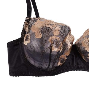 ست شورت و سوتین گل طلایی کاسه توری برند ژینا